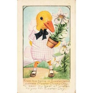VTG Easter Postcard Master Anthropomorphic‎ Ducky Gay Whitney Made Card Unused